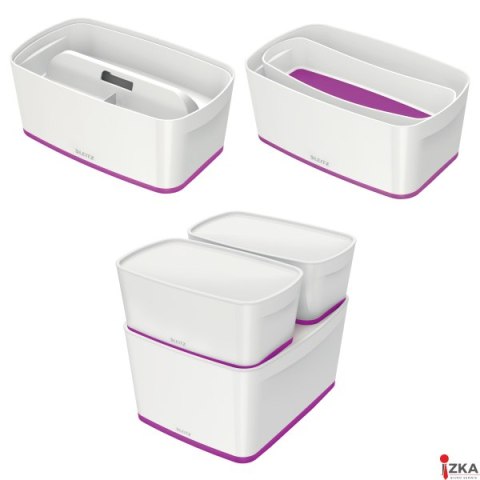 Pojemnik MyBox mały z pokrywką, biało-fioletowy 52291062 LEITZ