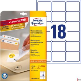 Etykiety uniwersalne L6025REV-25 63,5x46,6 30ark Usuwalne, Avery Zweckform