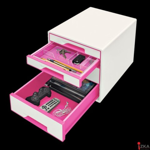 Pojemnik z 4 szufladami LEITZ WOW biało-różowy 52132023