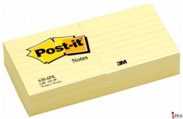 Bloczek samoprzylepny POST-IT_ w linie (630-6PK), 76x76mm, 6x100 kart., żółty (X)
