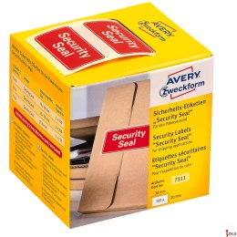 Plomby zabezpieczające na przesyłki 7311 38x20 w rolce, Avery Zweckform, czerwone