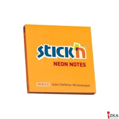 Bloczek STICKN 76x76mm pomarańczowy neonowy 100k 21164 STICKN