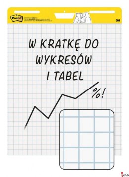 Samoprzylepne arkusze konferencyjne Post-it_ Super Sticky, na flipchart, 63,5x76,2cm, w kratkę do wykresów, 30 kart., białe
