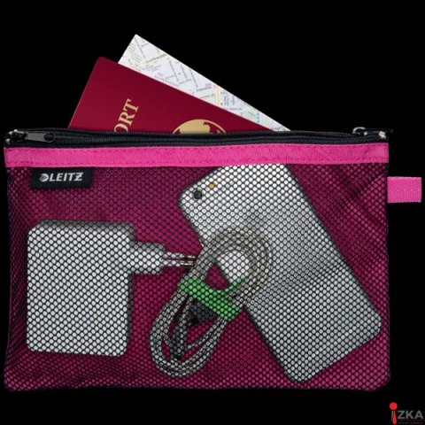 Koszulka z suwakiem z dwoma przegródkami Leitz WOW, rozmiar L, różowa 40130023