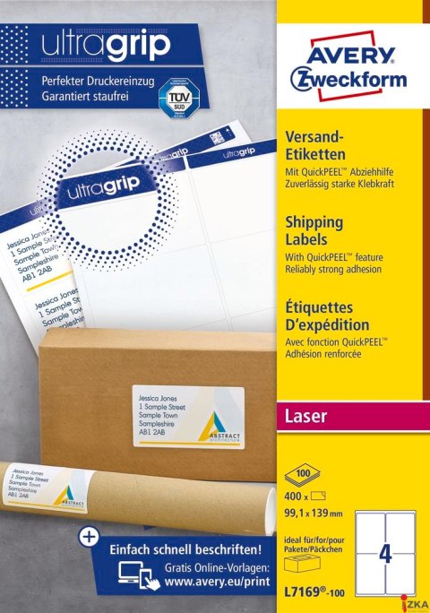Etykiety wysyłkowe L7169-100 99,1 x 139 100 ark Avery Zweckform (X)