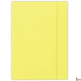 Teczka z gumką,A4, 400gsm,3skrzydła, DONAU żółta w kratkę FEP11 (X)