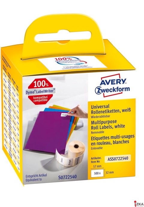 Etykiety uniwersalne ASS0722540 32x57 500 et. w rolce do termodruku, usuwalne, białe