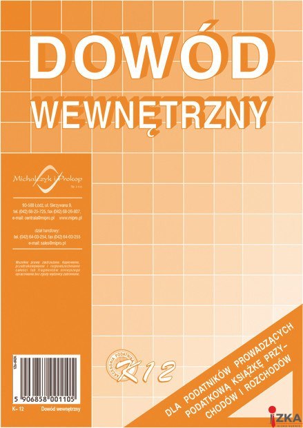 Dowód_wewnętrzny dla podatników prowadzących podatkową k.p.i.r.K-12 Michalczyk i Prokop