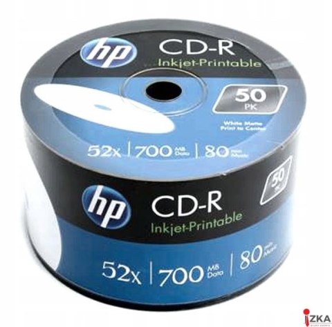 Płyta HP CD-R 700MB 52X (50szt) SZPINDEL, bulk WHITE INKJET PRINTABLE do nadruku CRE00070WIP