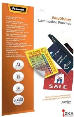 Folie do laminacji samoprzylepne A3 80mic., pakowane po 25 sztuk 5601803 FELLOWES
