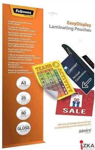 Folie do laminacji samoprzylepne A3 80mic., pakowane po 25 sztuk 5601803 FELLOWES