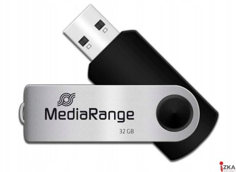 Pamięć Pendrive MediaRange 32GB USB 2.0, obracany, srebrno-czarny, MR911 Pamięć Pendrive MediaRange 32GB USB 2.0, obracany, srebrno-czarny, MR911