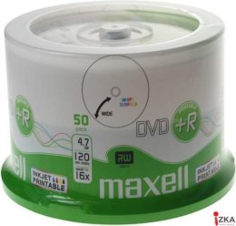 Płyta MAXELL DVD+R 4.7GB 16x, (50szt) PRINTABLE, white, do nadruku, cake 275702