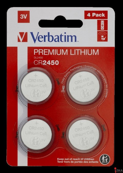 Baterie VERBATIM LITHIUM CR2450 3V BLISTER 4szt. 49535