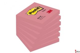 Bloczek samoprzylepny POST-IT (654-PNK), 76x76mm, (6szt) 1x100 kartek, jaskrawy różowy