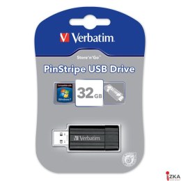 Pamięć Pendrive VERBATIM 32GB USB 2.0 czarny PINSTRIPE 49064