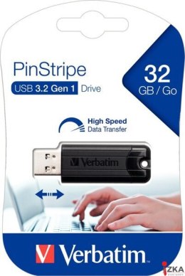 Pamięć Pendrive VERBATIM 32GB USB 3.2 czarny PINSTRIPE 49317