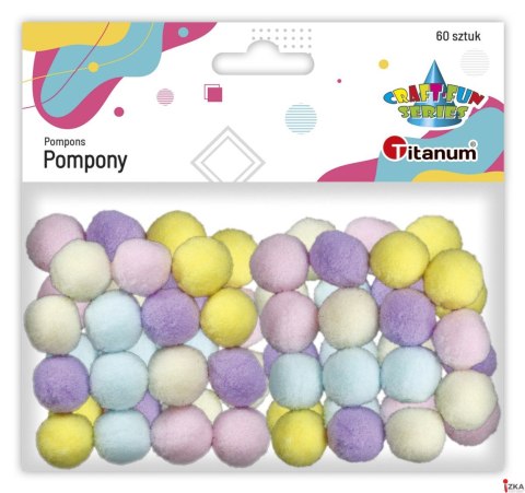 Pompony pastelowe mix 60 szt 16mm 462567 TITANUM