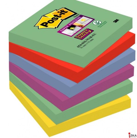Bloczek samoprzylepny POST-IT_ Super sticky (654-6SS-MAR), 76x76mm, 6x90 kart., paleta marrakesz, 3M-70007011854