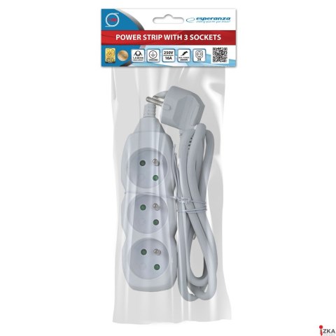 Listwa zasilająca przedłużacz 3 gniazda biała 1,5m ESPERANZA ELK203W