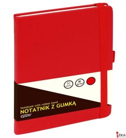 Notatnik GRAND z gumką A5/80 kartek, 80g/kratka, okładka czerwona, 150-1382