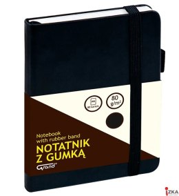 Notatnik z gumką A6 czarny kratka 150-1399 GRAND
