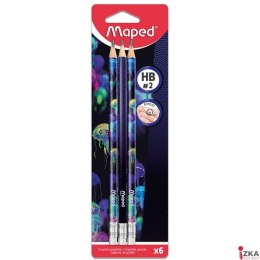 Ołówek z gumką Deepsea HB 6 sztuk , blister 851809