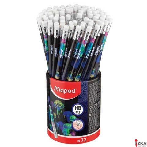 Ołówek z gumką Deepsea HB w kubku 72 szt display Maped 851810 Ołówek z gumką Deepsea HB w kubku 72 szt display Maped 851810