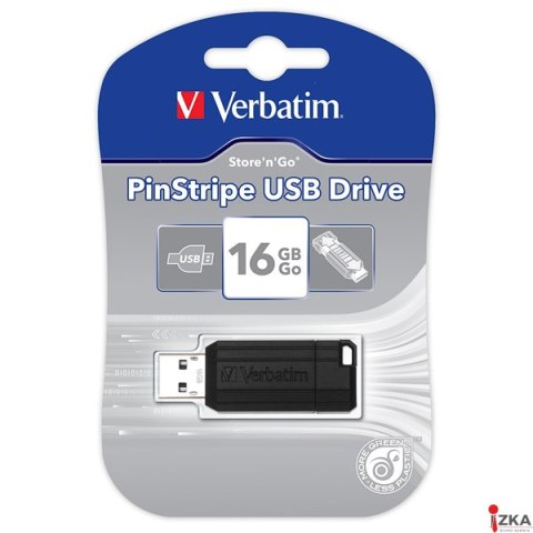 Pamięć Pendrive VERBATIM 16GB USB 2.0 czarny PINSTRIPE 49063