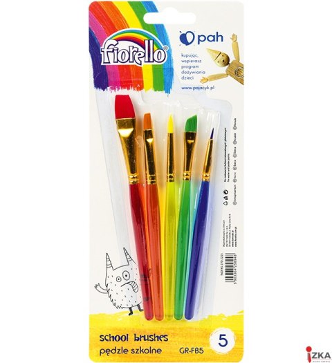 Pędzle szkolne 5szt. różne kształty GR-FB5 FIORELLO 170-2215