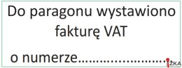 Pieczątka Do paragonu wystawiono fakturę VAT o numerze.... IMPRINT 8912 TRODAT