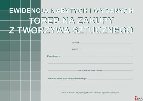 S-200-3 Ewidencja nabytych i wydanych toreb na zakupy z tworzyw sztucznych A5 MICHALCZYK I PROKOP
