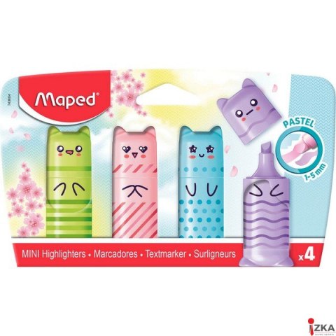 Zakreślacz Mini Kawaii Pastel mix 4 kol blister kartonowy Maped 743604