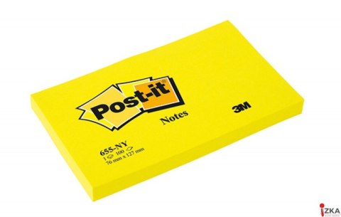 Bloczek samoprzylepny POST-IT_ (655N), 127x76mm, 1x100 kart., jaskrawy żółty
