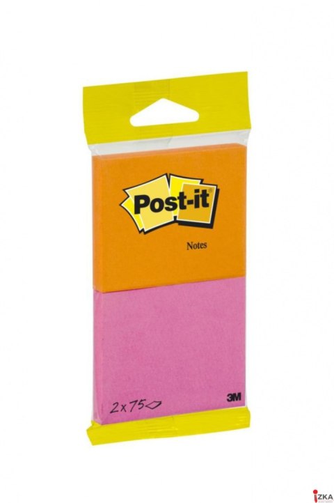 Bloczek samoprzylepny POST-IT_ (6720-PO),76x63,5mm, 2x75 kart., zawieszka, pomarańczowo-różowy