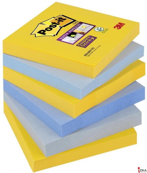 Bloczek samoprzylepny POST-IT_ Super Sticky (654-6SS-NY), 76x76mm, 6x90 kart., new york