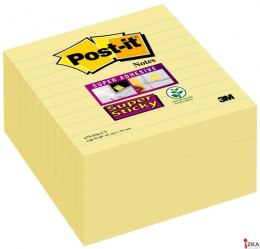 Bloczek samoprzylepny POST-IT_ Super Sticky XL, w linie (675-SS6-Y), 101x101mm, 6x90 kart., żółty, 3M-70005271963