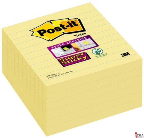 Bloczek samoprzylepny POST-IT_ Super Sticky XL, w linie (675-SS6-Y), 101x101mm, 6x90 kart., żółty, 3M-70005271963