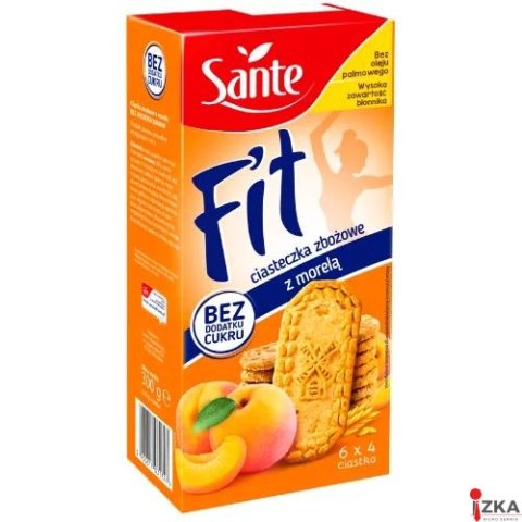 Ciasteczka zbożowe z morelą Fit bez cukru (6x4szt.) 300g SANTE