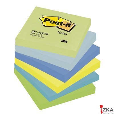 Nowy indeks blk3996 Bloczek samoprzylepny 76x76 6szt. 654-MTDR POST-IT 3M paleta marzycielska (X)