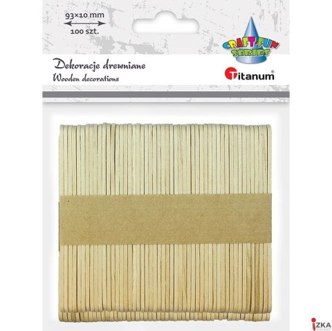 Patyczki drewniane naturalne (100) 9,3cm 361577 TITANUM