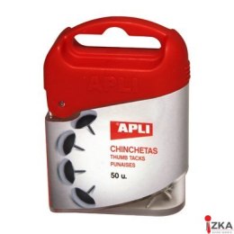 Pinezki niklowane 50szt.APLI 12345 pudełko plastik