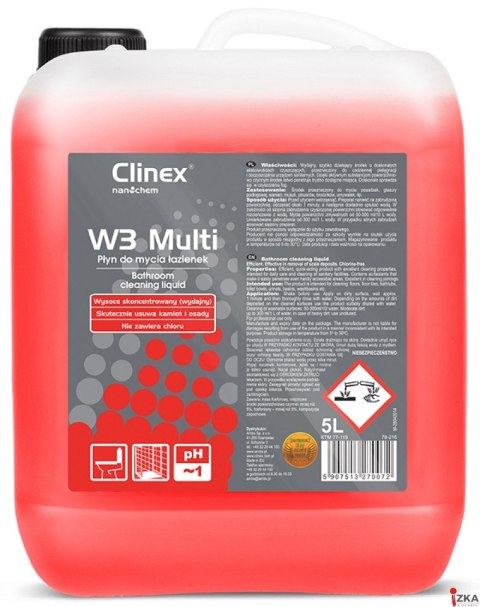 CLINEX Płyn do mycia sanitariatów W3 Multi 5l CL77119