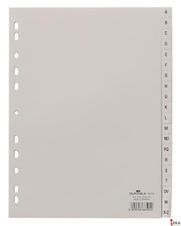 Przekładki PP A4 szare, nadruk indeks, A-Z 20 części Szary 651310 DURABLE