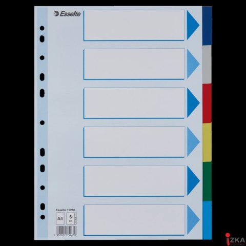 Przekładki plastikowe z PP A4 Esselte, 6 kart, , 15260