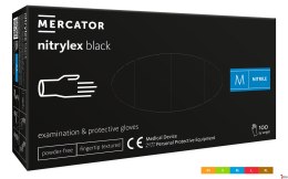 Rękawice nitrylowe bezpudrowe diagnostyczne MERCATOR, nitrylex black, (100 szt.), rozmiar XL, czarne