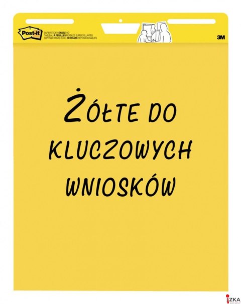Samoprzylepne arkusze konferencyjne Post-it_ Super Sticky, na flipchart, 63,5x76,2cm, do kluczowych wniosków, 3x25 kart., żółte