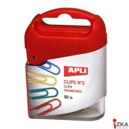 Spinacze kolorowe 50szt.APLI 12346 pudełko plastik