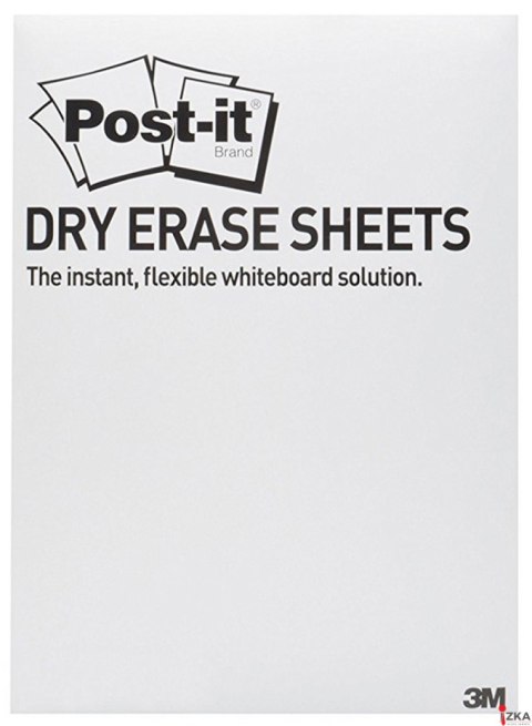 Suchościeralna folia w arkuszach POST-IT_ Dry Erase (DEFPACKL-EU), 28x39cm, 15ark., białe, 3M-70006850773
