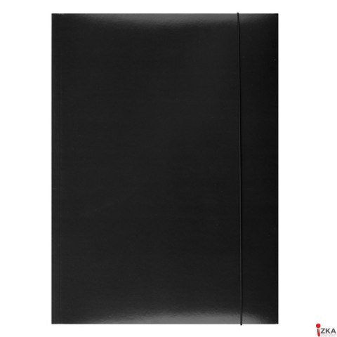 Teczka z gumką OFFICE PRODUCTS, karton/lakier, A4, 350gsm, 3-skrz., czarna 21191141-05